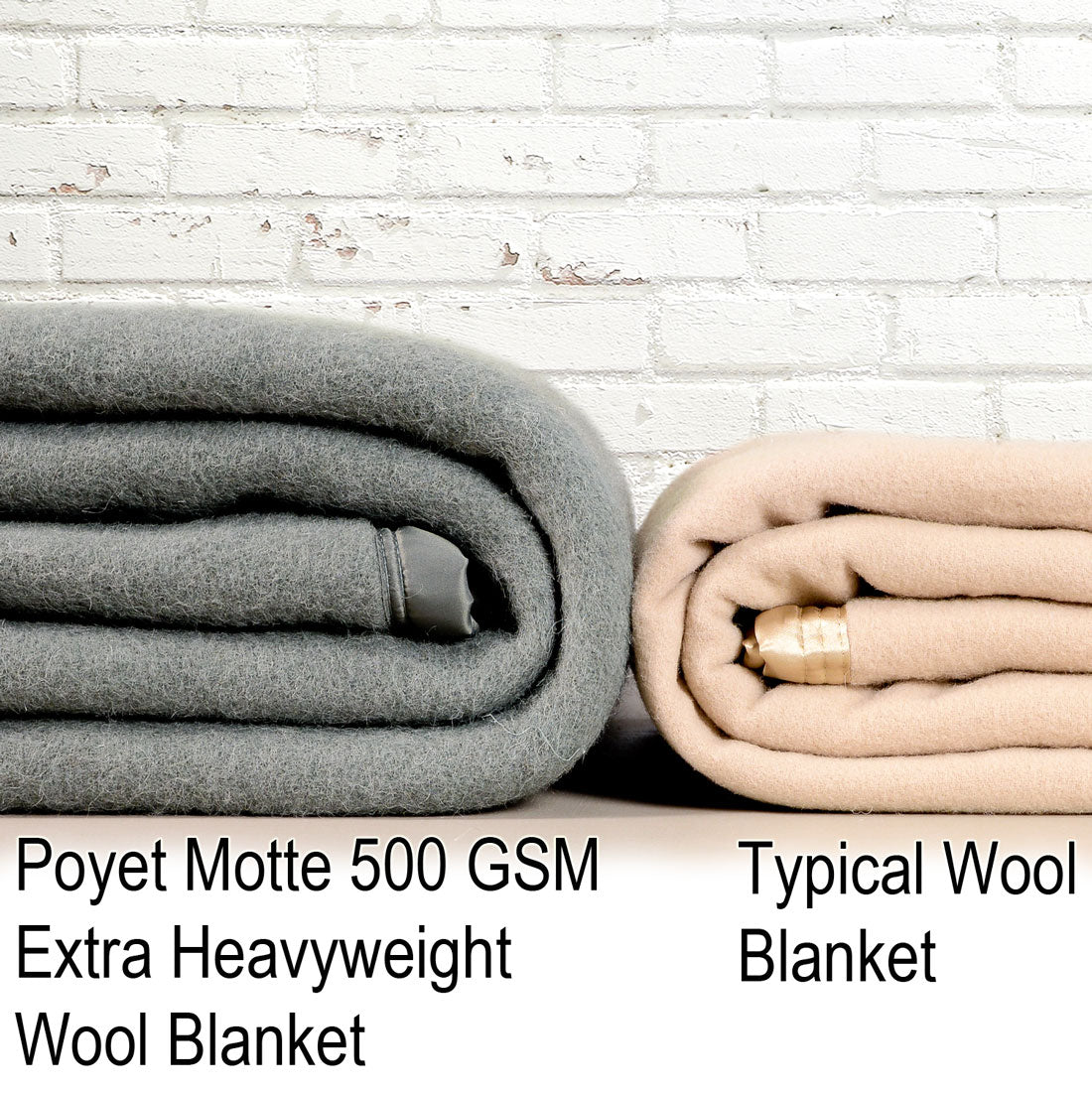 Poyet Motte Aubisque Reversible 500GSM Heavyweight 100% Wool Blanket, Grey