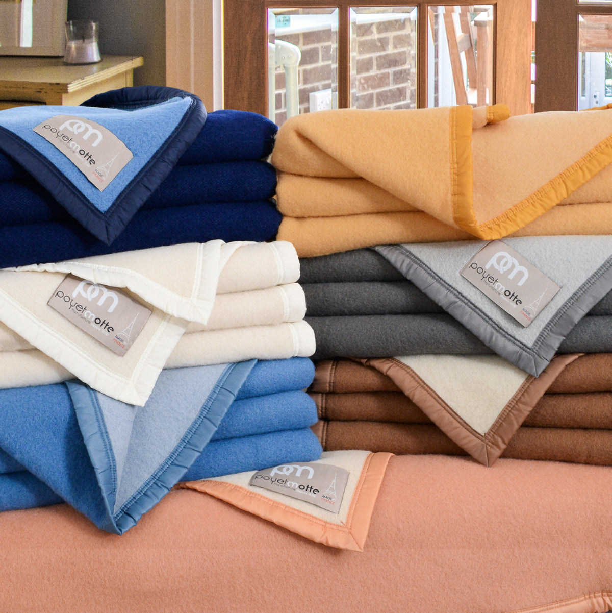 Poyet Motte Aubisque Reversible 500GSM Heavyweight 100% Wool Blanket, Grey