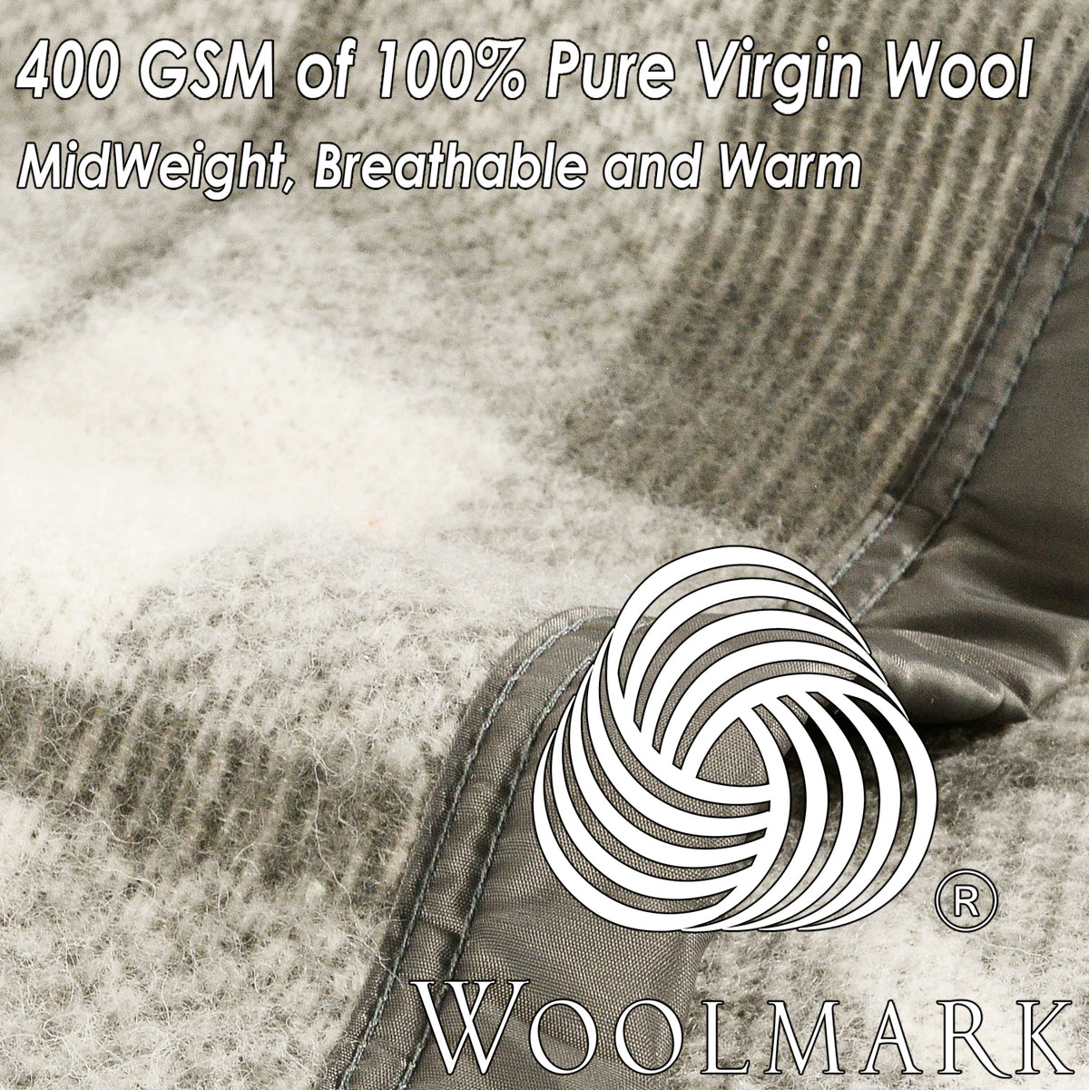 Poyet Motte Rivoli/Elysee 400GSM Mid-Weight 100% Virgin Wool Blanket, Grey/Natural