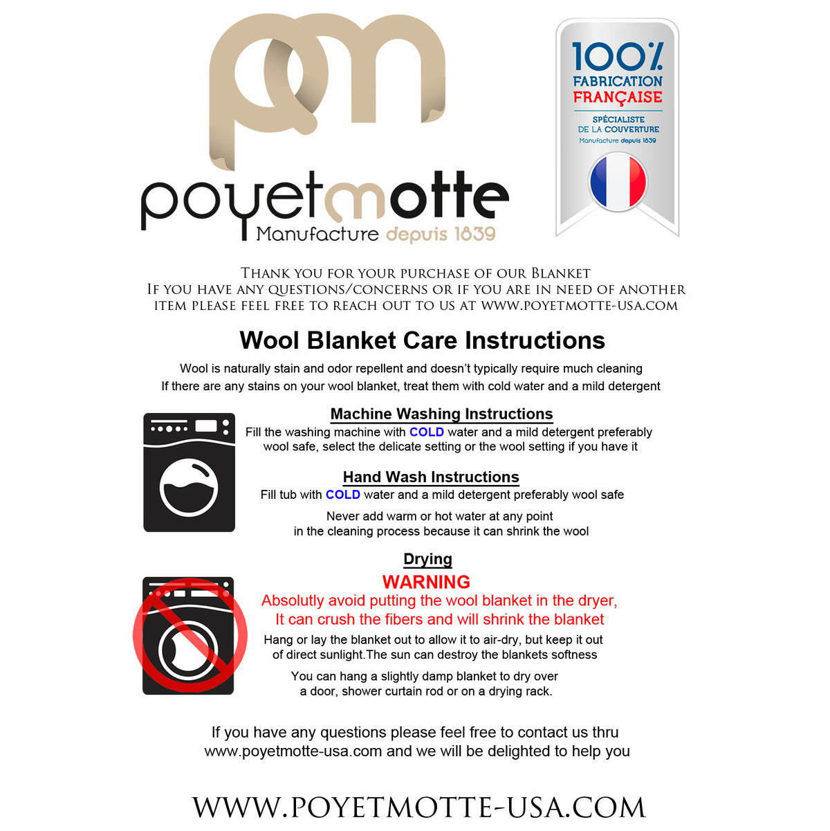 Poyet Motte Rivoli/Elysee 400GSM Mid-Weight 100% Virgin Wool Blanket, Camel/Natural